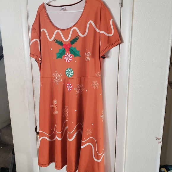 XXOCGOMG Gingerbread Christmas Short Sleeve Swing Dress Size 4X - Picture 2 of 11